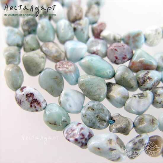 Ларимар натуральный Free Form 10х8 мм (нить 10 см), изображение 4