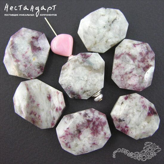 Эвдиалит в породе натуральный Octagon 22-25х20 мм