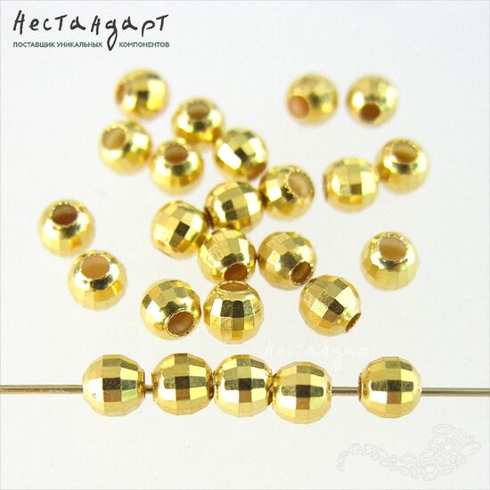Бусина граненая Faceted Vermeil Sterling Silver 4 мм