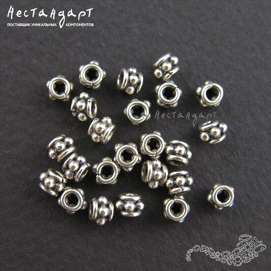 Бусина Pellet Sterling Silver 3,6х2,6 мм, изображение 2