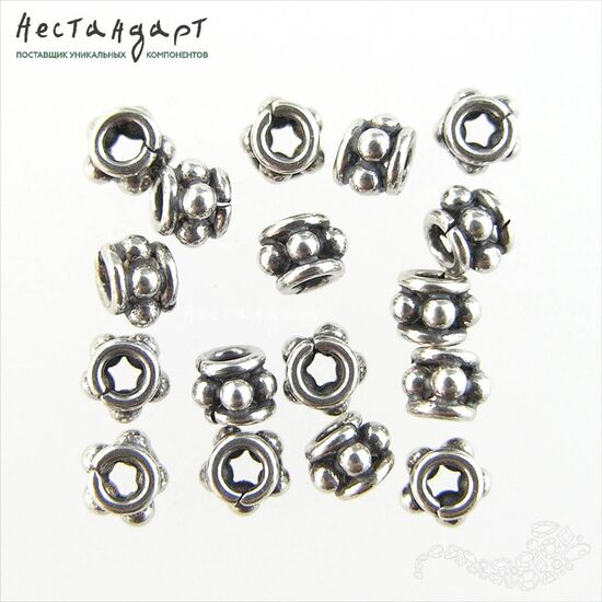 Бусина Pellet Sterling Silver 3,6х2,6 мм, изображение 3