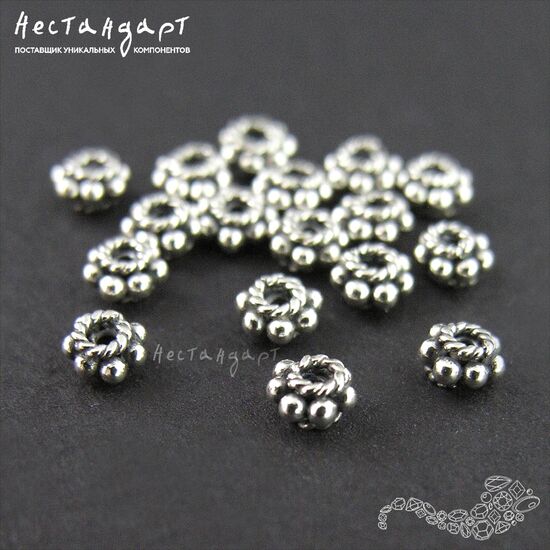Бусина Granulato Sterling Silver 4х3 мм