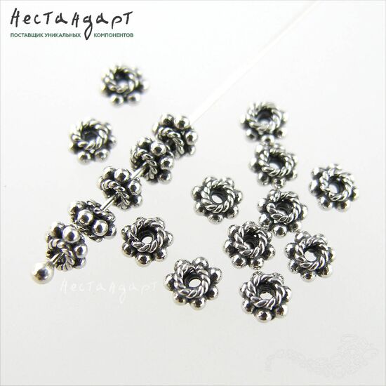 Бусина Granulato Sterling Silver 4х3 мм, изображение 2