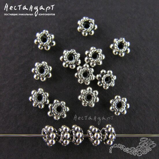 Бусина Granulato Sterling Silver 4х3 мм, изображение 3