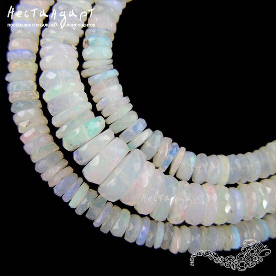 Опал натуральный австралийский кристальный рондели 4-7 мм (уп.10 шт)