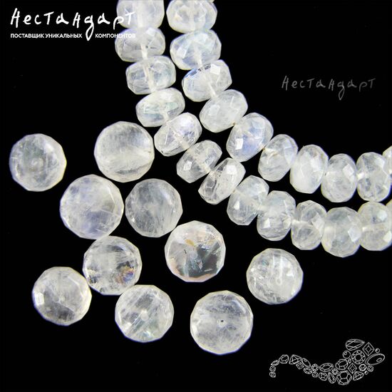 Лунный камень натуральный рондель 6,5-9 мм (уп. 3 шт.), изображение 2