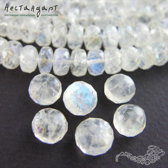 Лунный камень натуральный рондель 6,5-9 мм (уп. 3 шт.), изображение 4