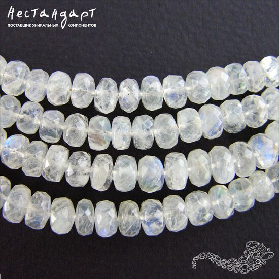 Лунный камень натуральный рондель 6,5-9 мм (уп. 3 шт.), изображение 5