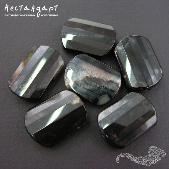 Халцедон натуральный Black Geometric 26х18 мм, изображение 3