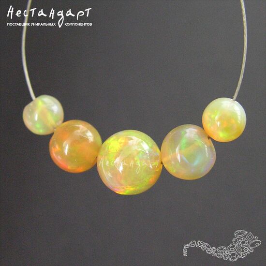 Опал натуральный эфиопский Желтый гладкий шар 4-8 мм (уп. 5 шт.), изображение 3