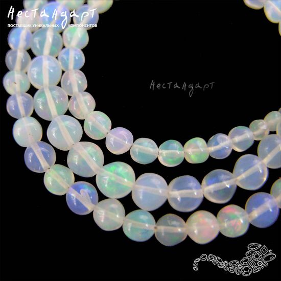 Опал натуральный эфиопский кристальный гладкий шар 2,5-6 мм (уп.5 шт), изображение 2