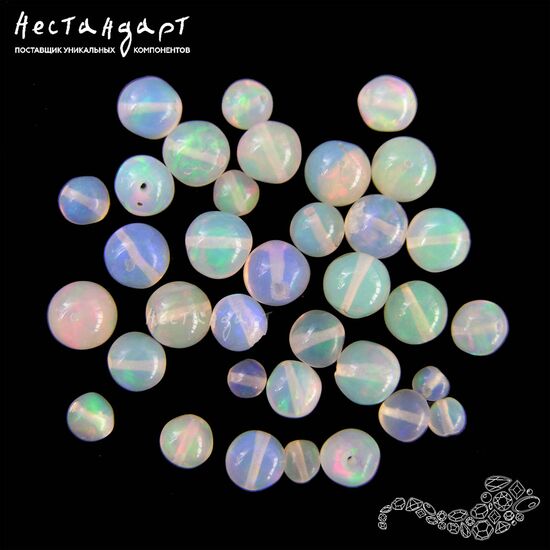 Опал натуральный эфиопский кристальный гладкий шар 2,5-6 мм (уп.5 шт), изображение 3