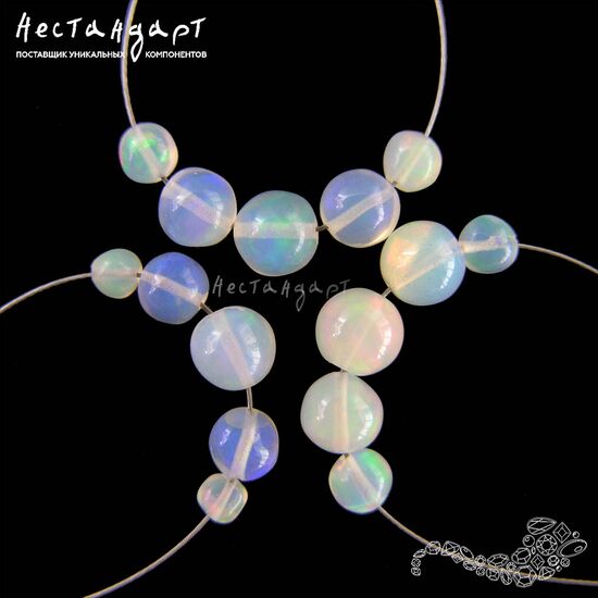 Опал натуральный эфиопский кристальный гладкий шар 2,5-6 мм (уп.5 шт), изображение 5