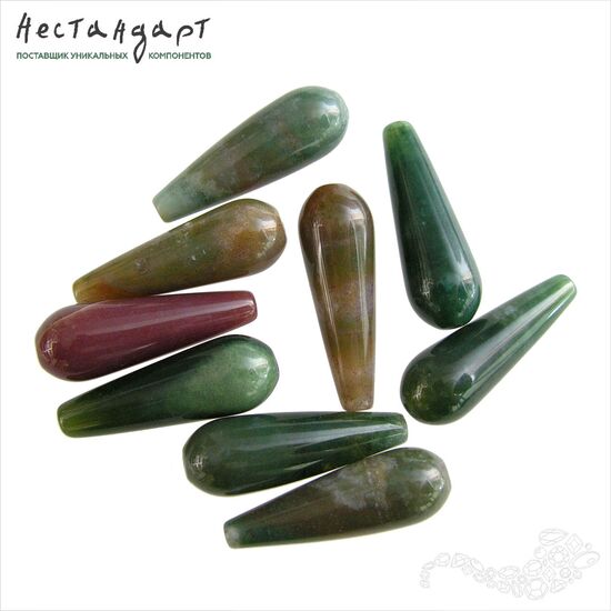Халцедон моховой натуральный Drop 30х10 мм