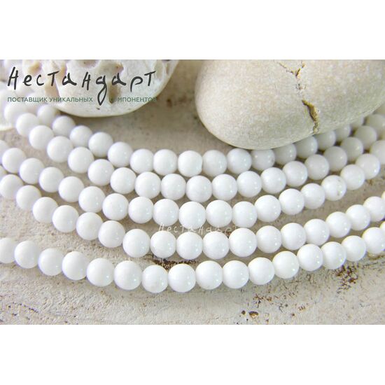 Мрамор натуральный отбеленный гладкий 6 мм (нить 22 см)