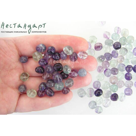 Флюорит натуральный гладкий Pebble 7-9 мм ( уп.10 шт.), изображение 3