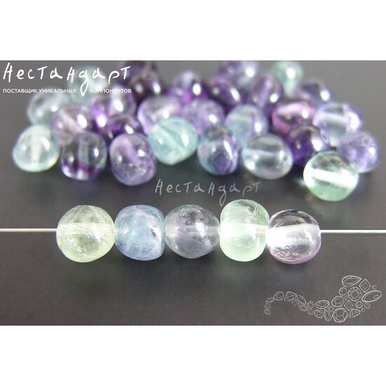 Флюорит натуральный гладкий Pebble 7-9 мм ( уп.10 шт.), изображение 4