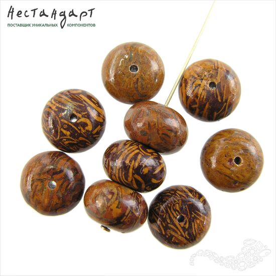 Железистый окаменелый известняк Paleo Jasper 12х8 мм (уп. 5 шт.)