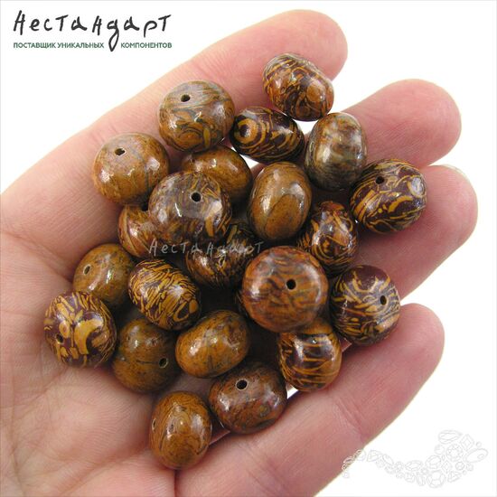 Железистый окаменелый известняк Paleo Jasper 12х8 мм (уп. 5 шт.), изображение 3