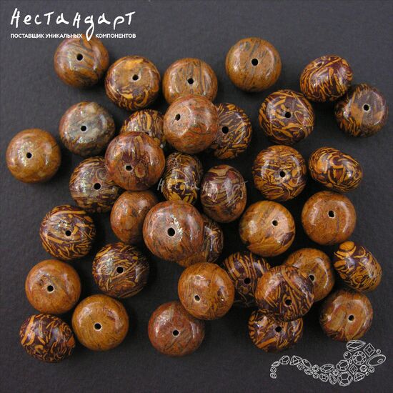 Железистый окаменелый известняк Paleo Jasper 12х8 мм (уп. 5 шт.), изображение 4