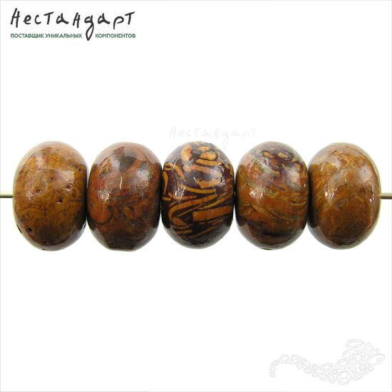 Железистый окаменелый известняк Paleo Jasper 12х8 мм (уп. 5 шт.), изображение 5
