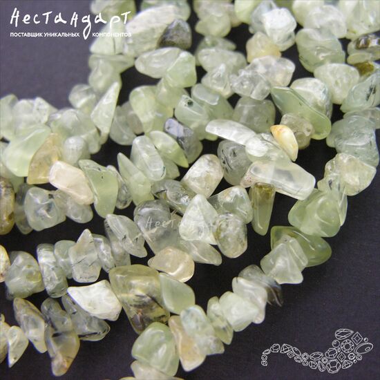 Пренит натуральный галтовка 6-14 мм (нить 20 см), изображение 2