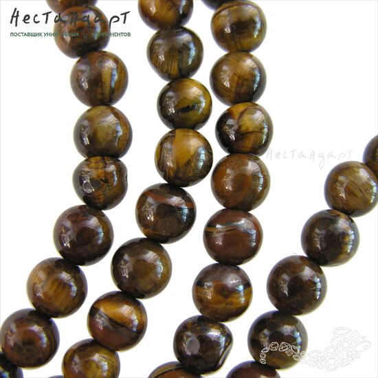 Тигровый глаз натуральный 8 мм (уп. 6 шт)