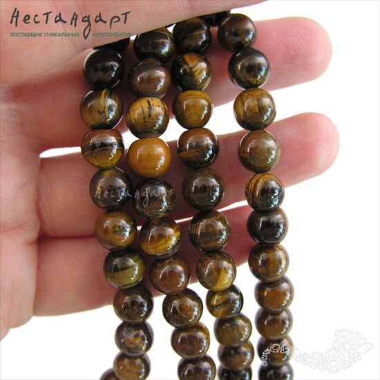 Тигровый глаз натуральный 8 мм (уп. 6 шт), изображение 2