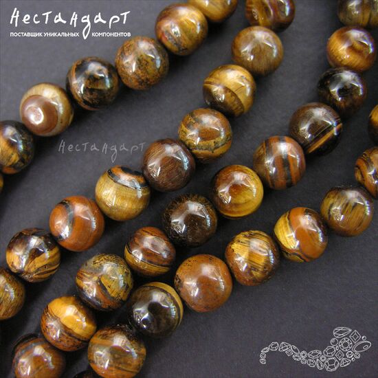 Тигровый глаз натуральный 8 мм (уп. 6 шт), изображение 4