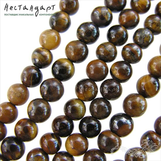 Тигровый глаз натуральный 6 мм (уп. 10 шт.)