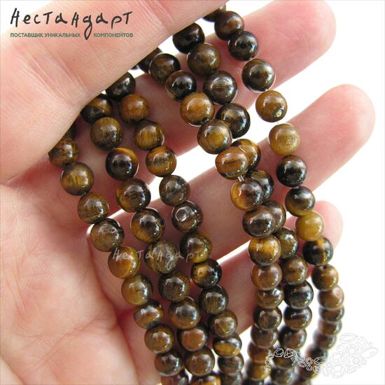 Тигровый глаз натуральный 6 мм (уп. 10 шт.), изображение 2