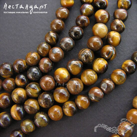 Тигровый глаз натуральный 6 мм (уп. 10 шт.), изображение 3