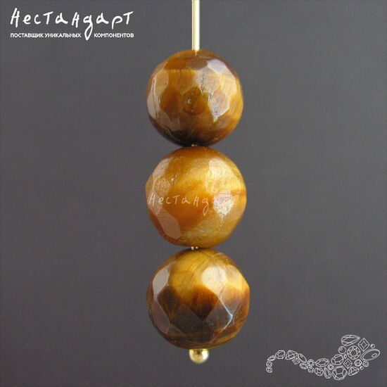 Тигровый глаз натуральный с огранкой 12 мм (уп. 4 шт.), изображение 3