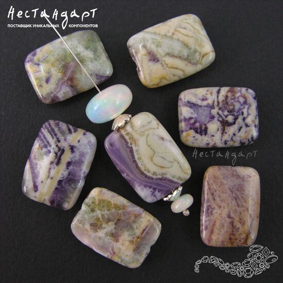 Флюорит натуральный Rectangle 20х15 мм (уп. 5 шт), изображение 2