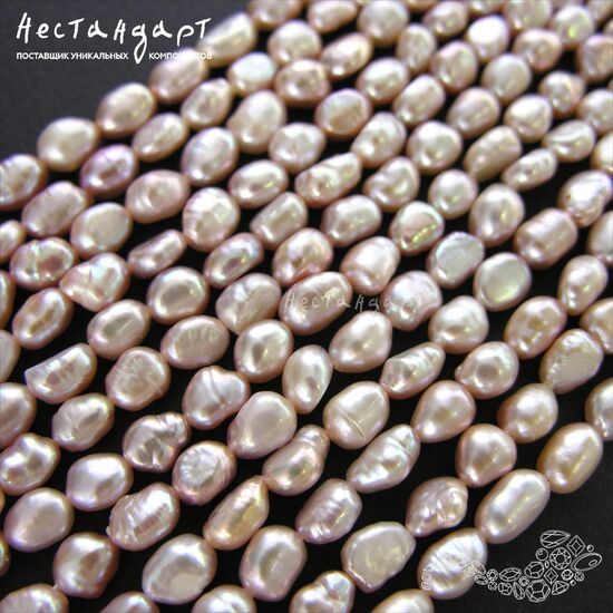 Жемчуг натуральный Lavender Pink 8-9 мм (нить 10 см), изображение 3