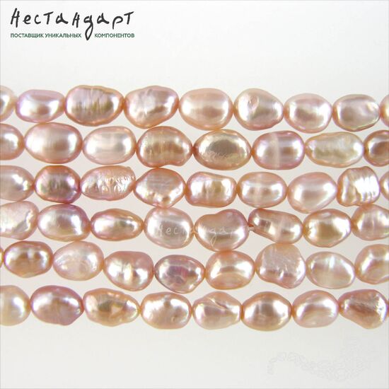 Жемчуг натуральный Lavender Pink 8-9 мм (нить 10 см), изображение 4