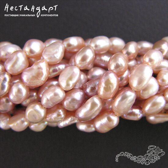 Жемчуг натуральный Lavender Pink 8-9 мм (нить 10 см), изображение 5