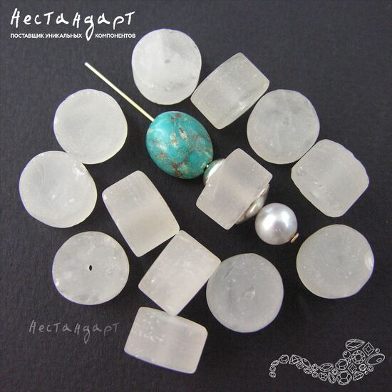 Кварц натуральный шлифованный Ice Rondel 12х9 мм (уп. 6 шт.)