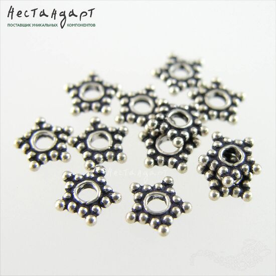 Бусина-спейсер Asterisk Sterling Silver 7х1,5 мм