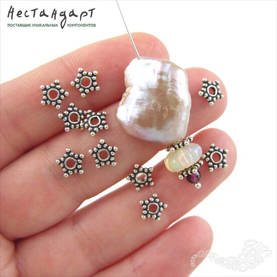 Бусина-спейсер Asterisk Sterling Silver 7х1,5 мм, изображение 2
