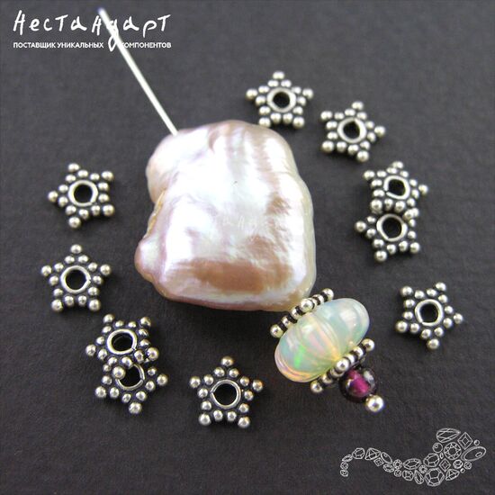 Бусина-спейсер Asterisk Sterling Silver 7х1,5 мм, изображение 3