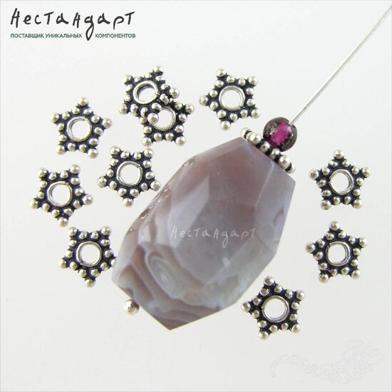 Бусина-спейсер Asterisk Sterling Silver 7х1,5 мм, изображение 4