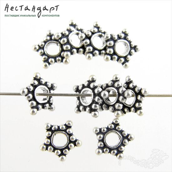 Бусина-спейсер Asterisk Sterling Silver 9х2 мм