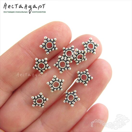 Бусина-спейсер Asterisk Sterling Silver 9х2 мм, изображение 2