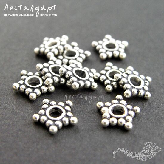 Бусина-спейсер Asterisk Sterling Silver 9х2 мм, изображение 3