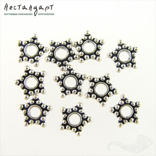 Бусина-спейсер Asterisk Sterling Silver 9х2 мм, изображение 4