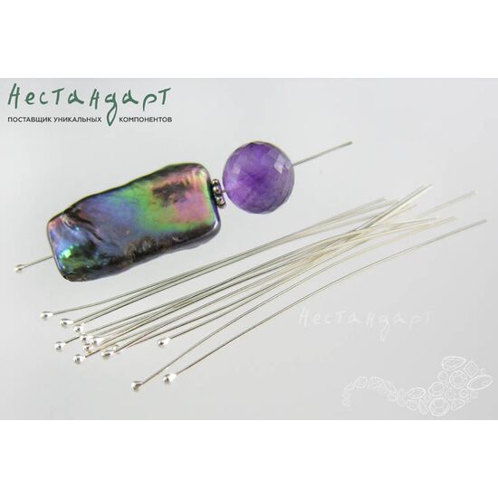 Пин с шариком Sterling Silver 40x0,4 мм