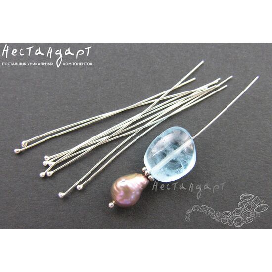 Пин с шариком Sterling Silver 40x0,4 мм, изображение 2