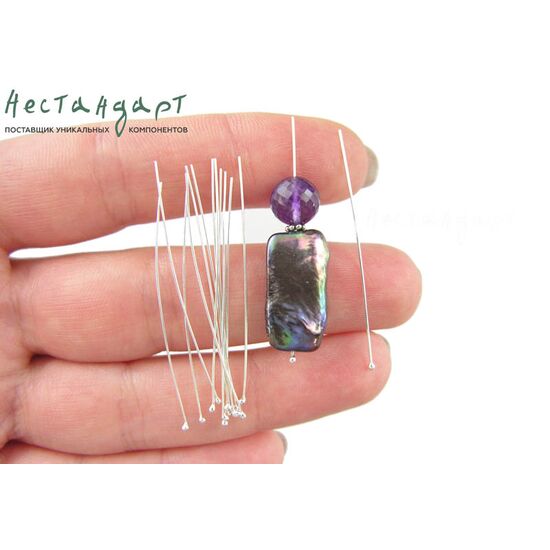 Пин с шариком Sterling Silver 40x0,4 мм, изображение 3