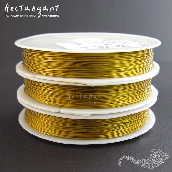 Ювелирный тросик (ланка) Античное золото 0,25 мм (уп. 80 м), изображение 2